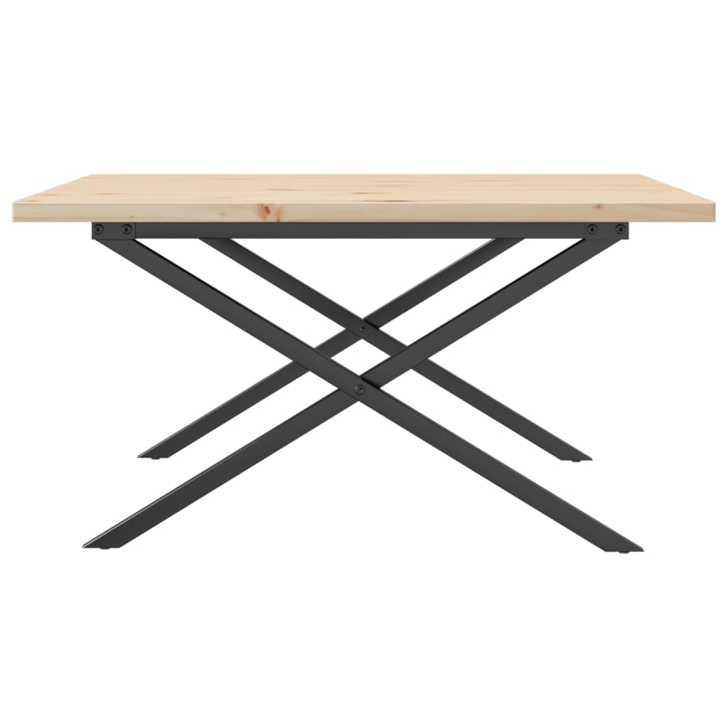 vidaXL Masă de cafea, cadru X, 80x80x45,5 cm, lemn masiv pin și Oţel