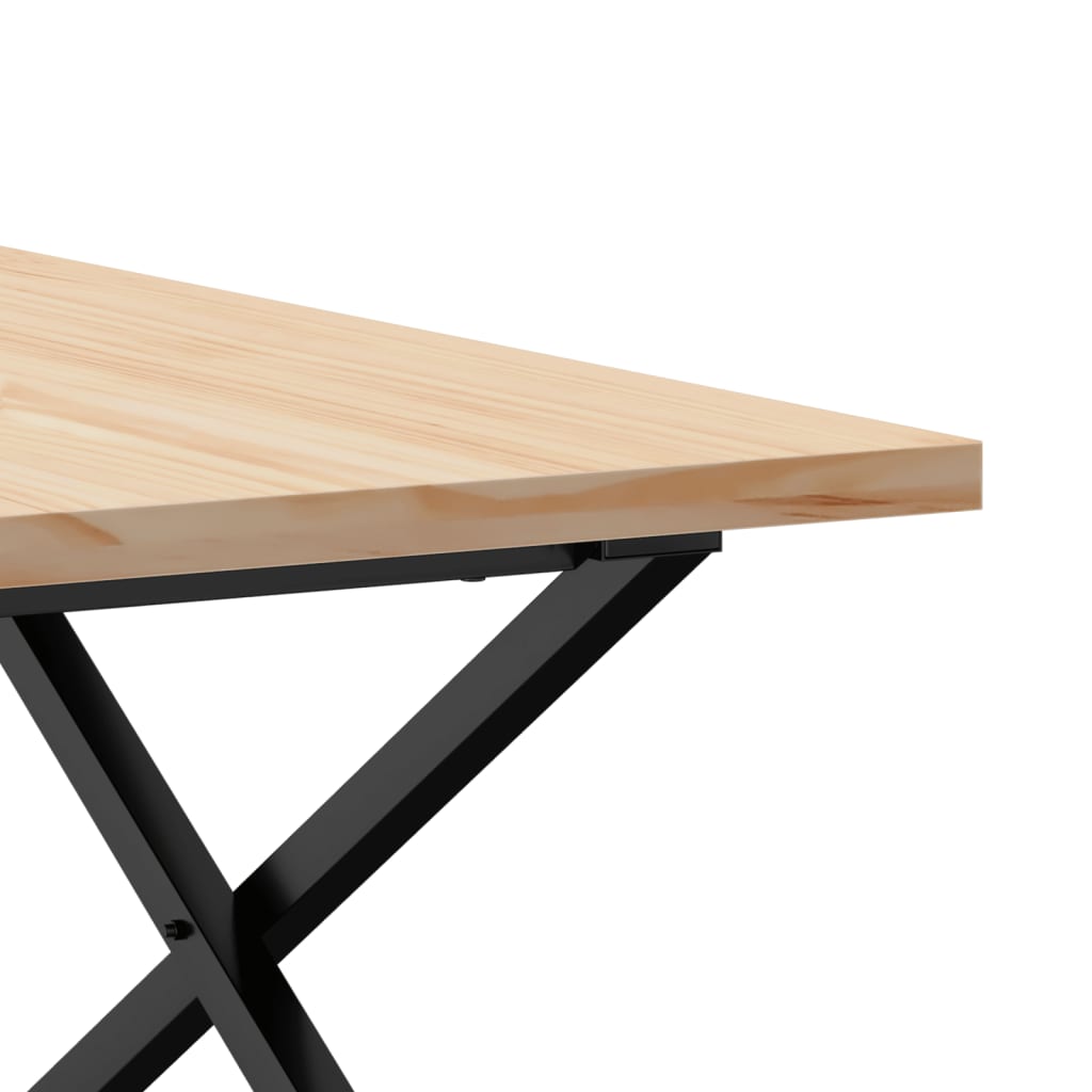 vidaXL Masă de cafea, cadru X, 80x80x45,5 cm, lemn masiv pin și Oţel