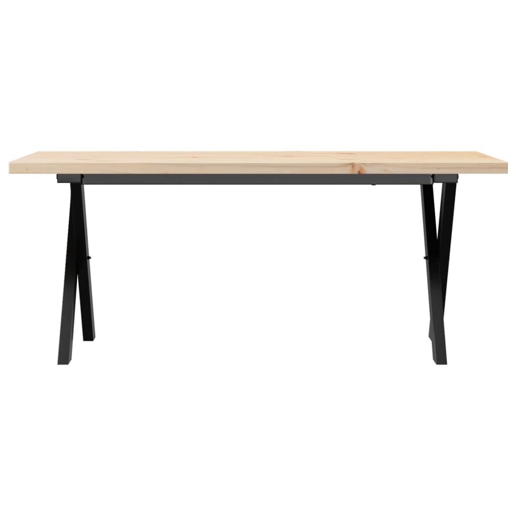 vidaXL Masă de cafea, cadru X, 110x40x45,5 cm, lemn masiv pin și Oţel