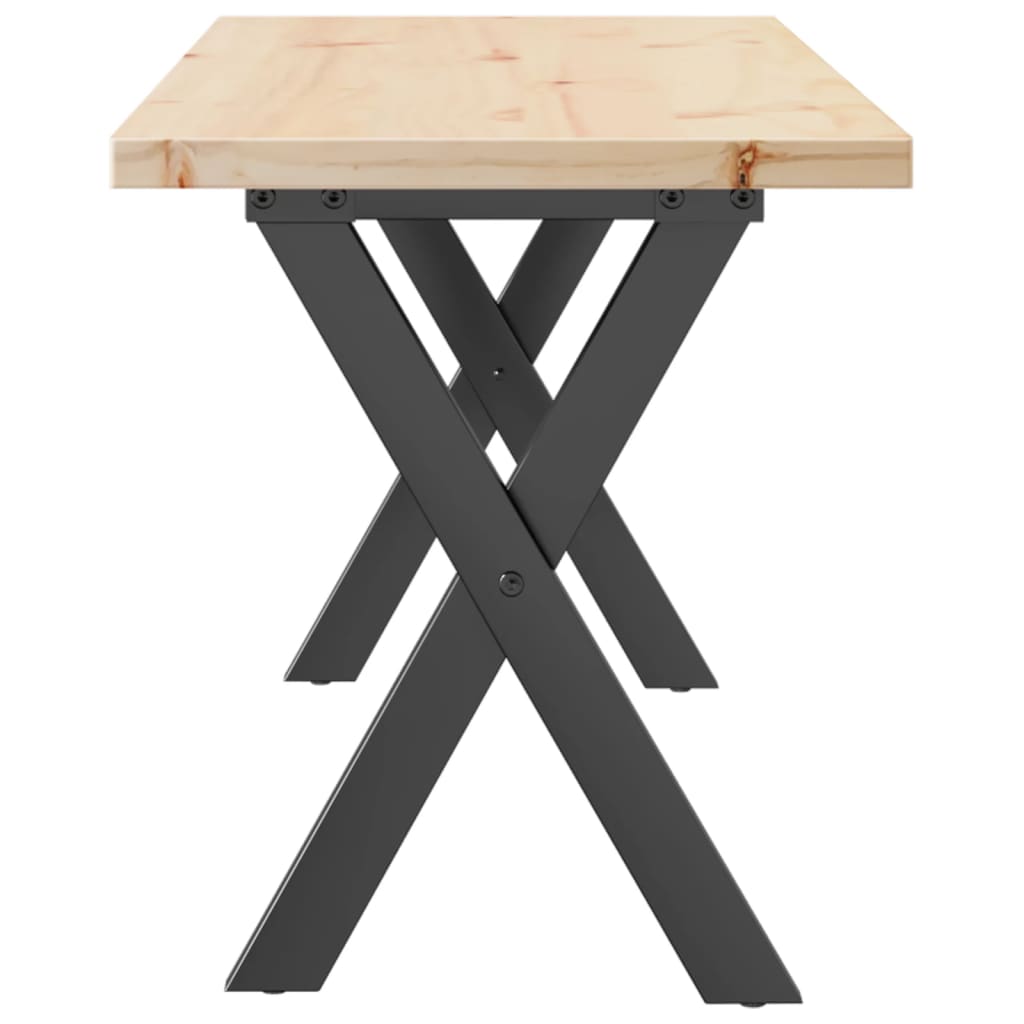 vidaXL Masă de cafea, cadru X, 110x40x45,5 cm, lemn masiv pin și Oţel