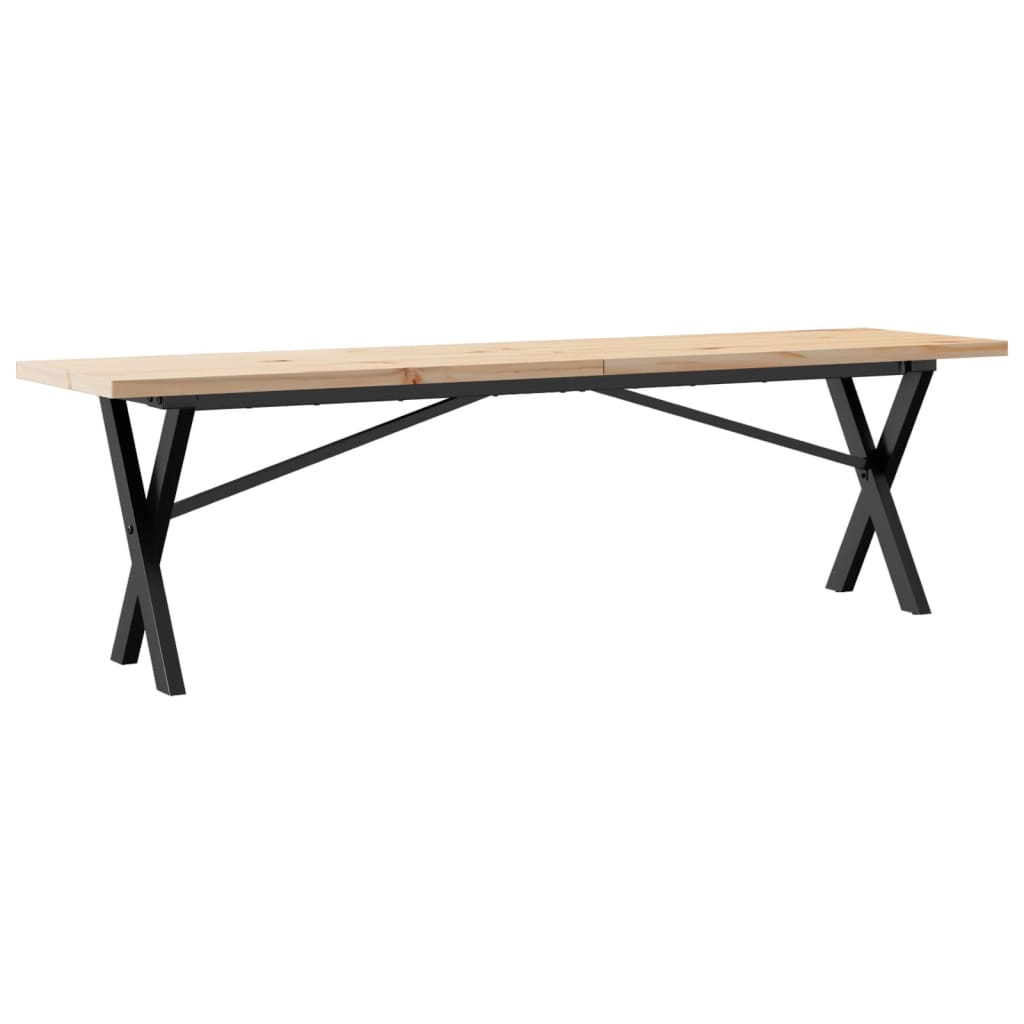vidaXL Masă de cafea, cadru X, 160x40x45,5 cm, lemn masiv pin și Oţel