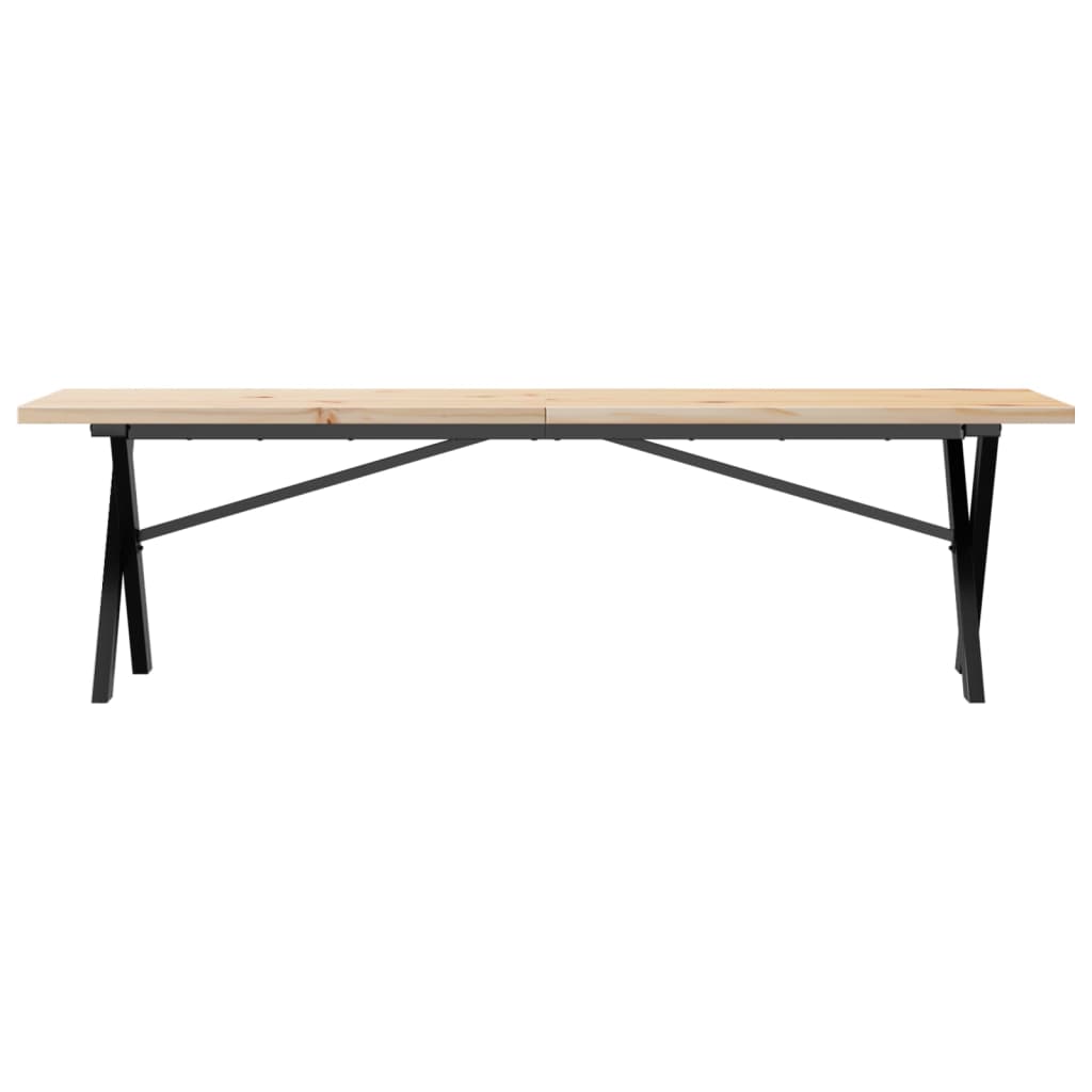 vidaXL Masă de cafea, cadru X, 160x40x45,5 cm, lemn masiv pin și Oţel