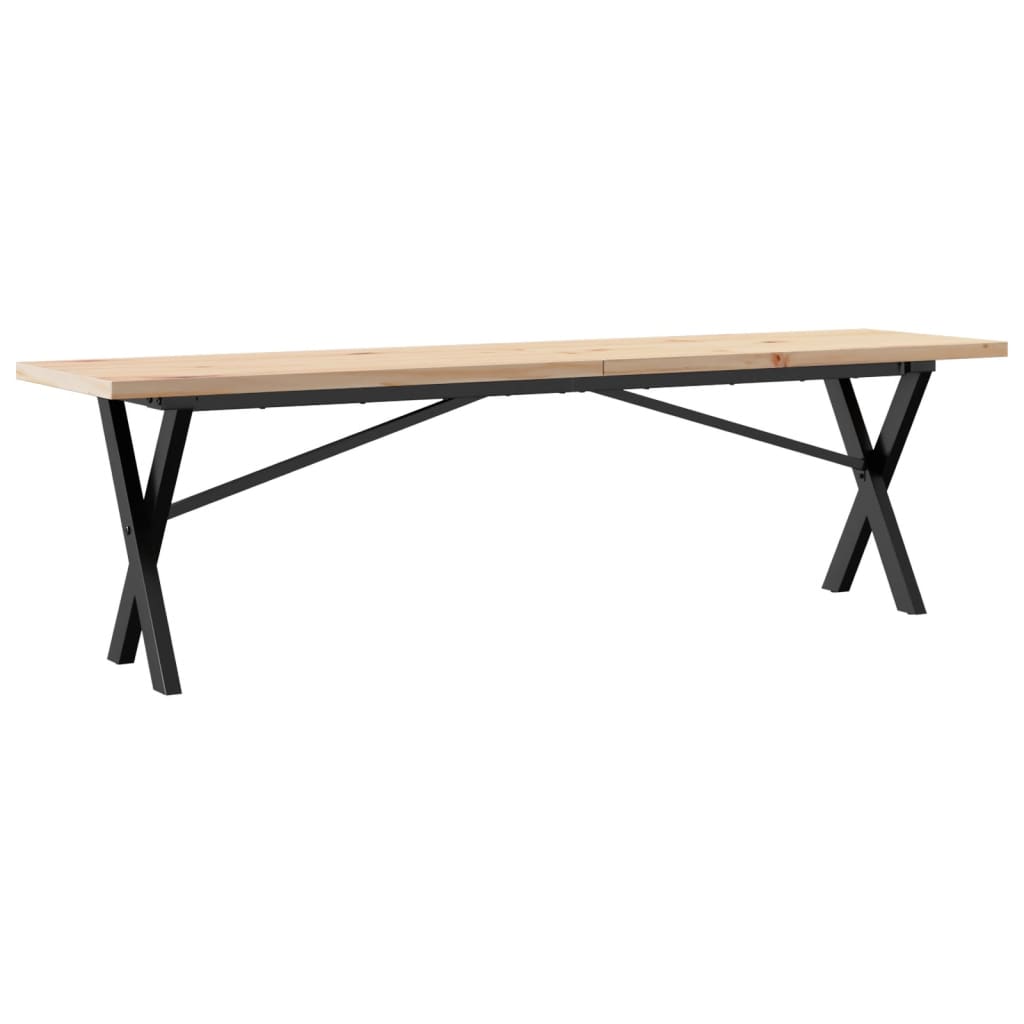 vidaXL Masă de cafea, cadru X, 160x40x45,5 cm, lemn masiv pin și Oţel
