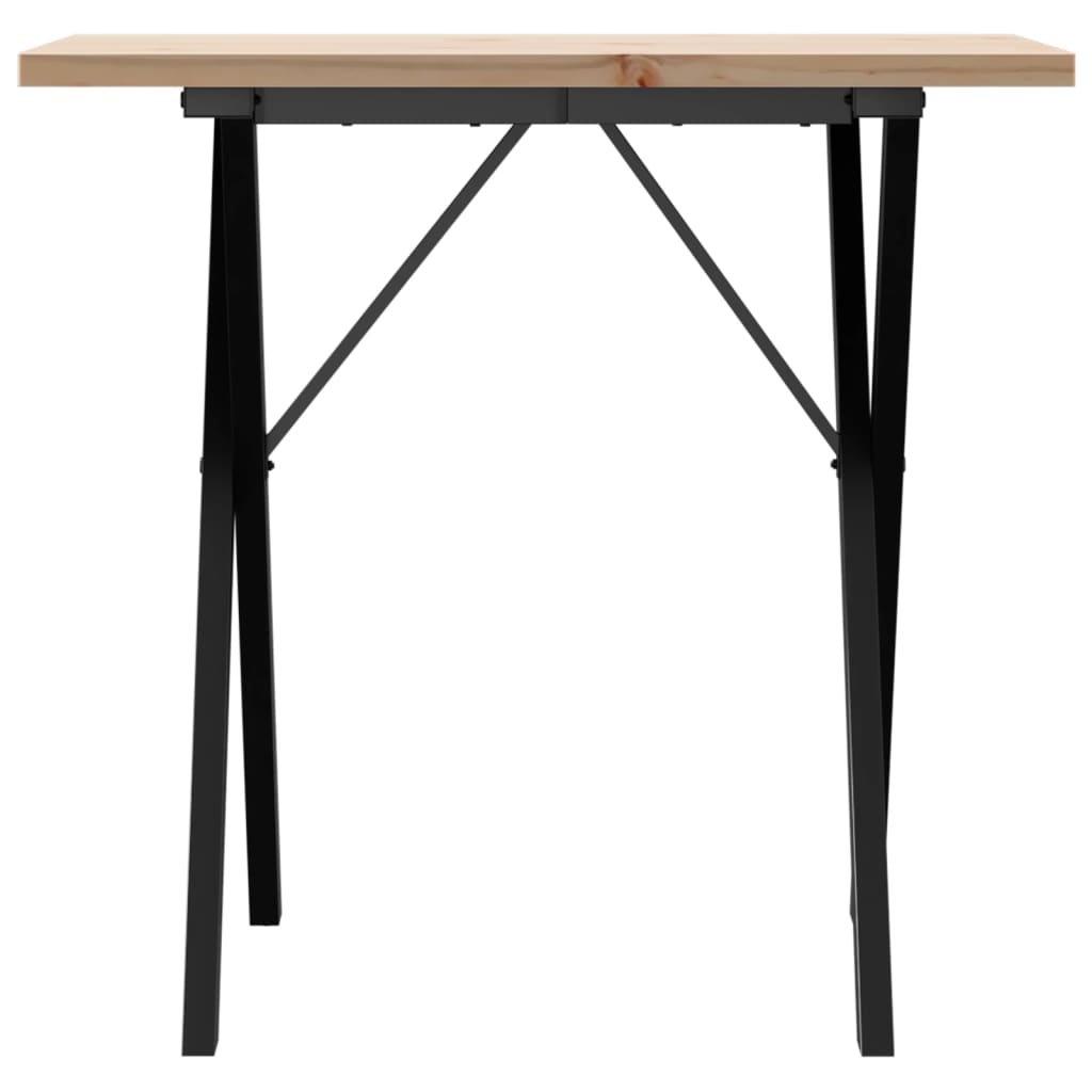 vidaXL Masă bucătărie, cadru X, 80x50x75,5 cm lemn masiv pin și Oţel