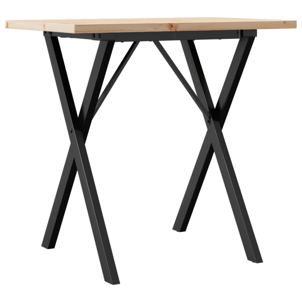 vidaXL Masă bucătărie, cadru X, 80x50x75,5 cm lemn masiv pin și Oţel