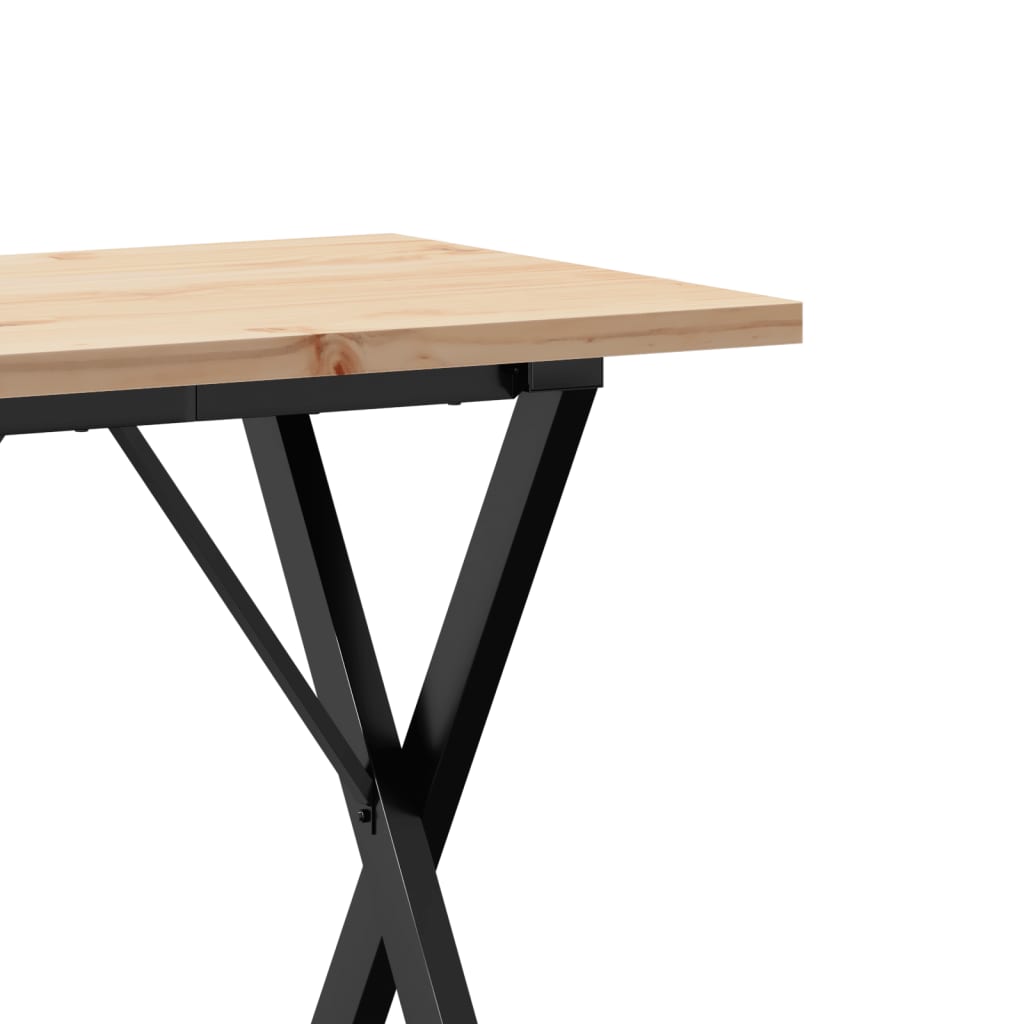 vidaXL Masă bucătărie, cadru X, 80x50x75,5 cm lemn masiv pin și Oţel