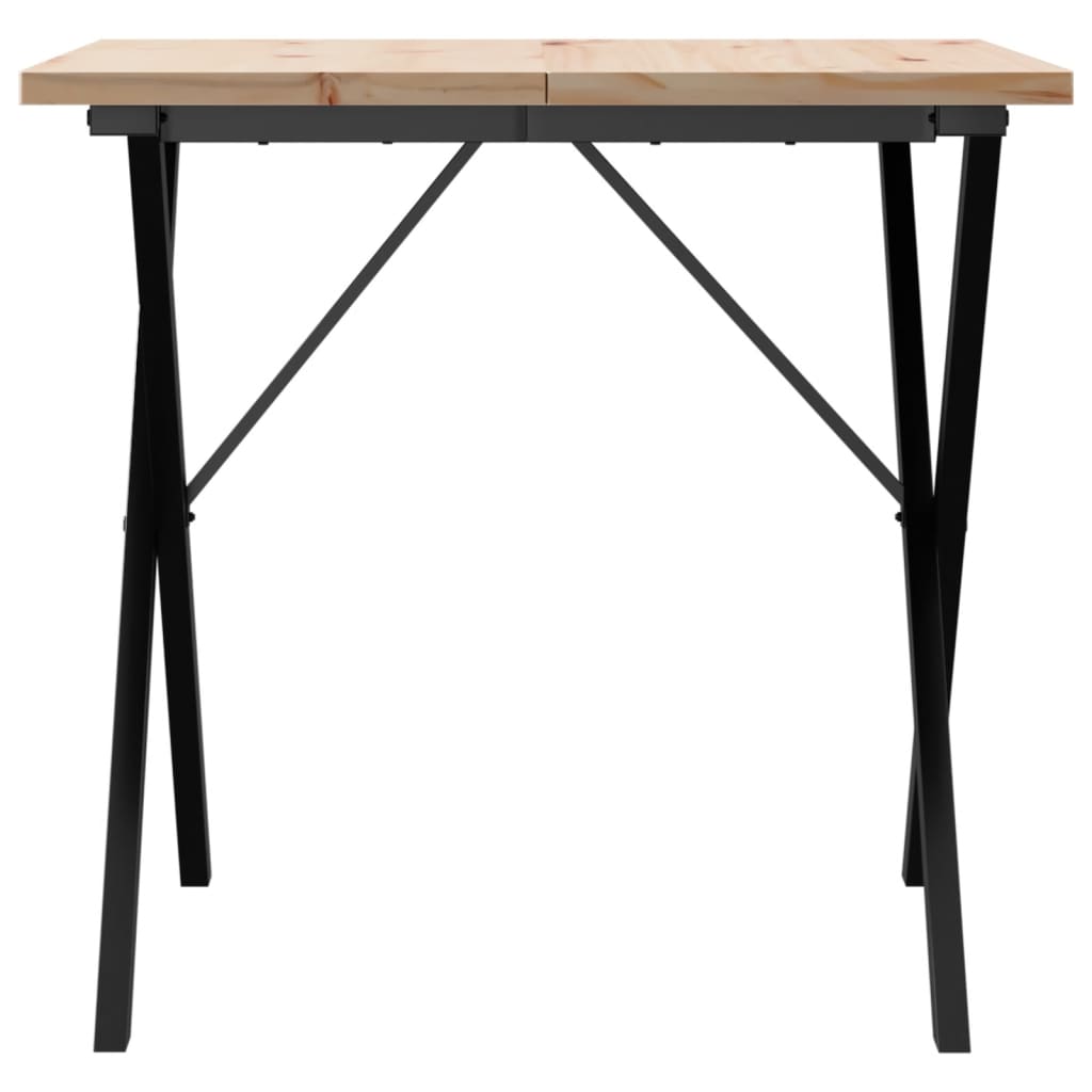 vidaXL Masă bucătărie, cadru X, 90x90x75,5 cm lemn masiv pin și Oţel vidaXL Masă bucătărie, cadru X, 90x90x75,5 cm lemn masiv pin și Oţel