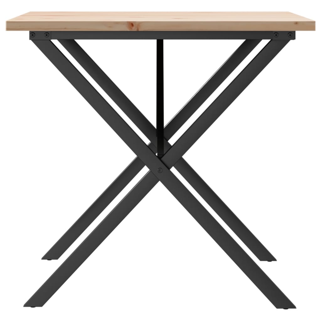 vidaXL Masă bucătărie, cadru X, 90x90x75,5 cm lemn masiv pin și Oţel vidaXL Masă bucătărie, cadru X, 90x90x75,5 cm lemn masiv pin și Oţel