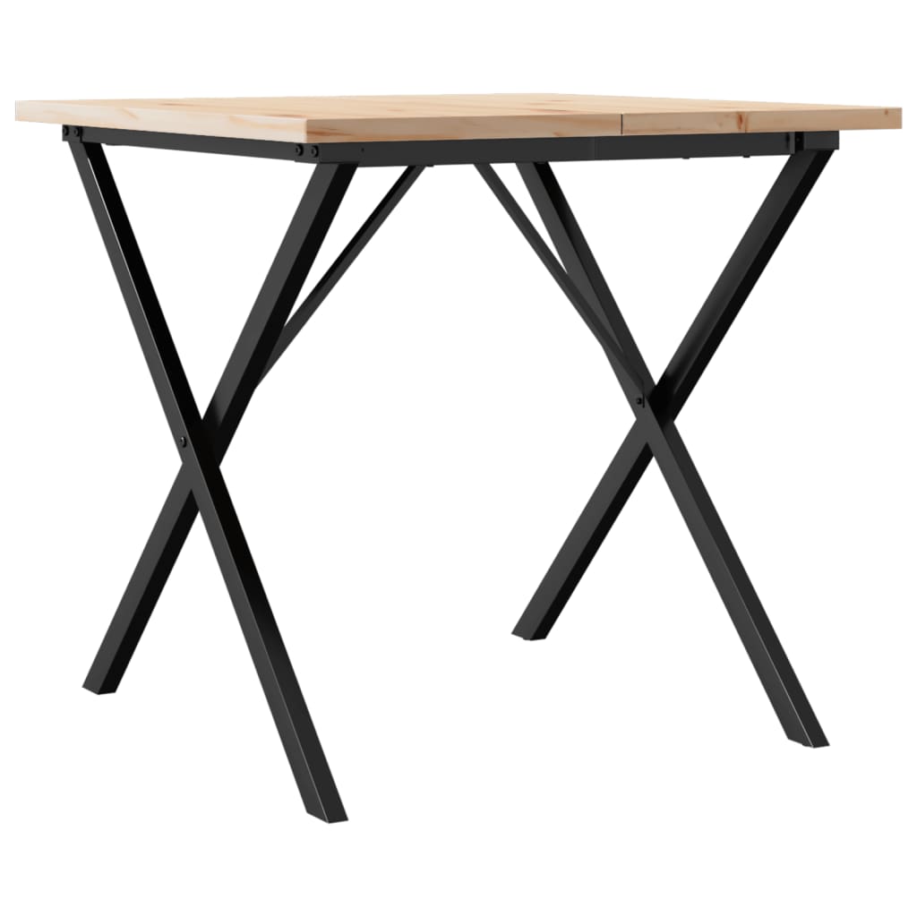 vidaXL Masă bucătărie, cadru X, 90x90x75,5 cm lemn masiv pin și Oţel vidaXL Masă bucătărie, cadru X, 90x90x75,5 cm lemn masiv pin și Oţel