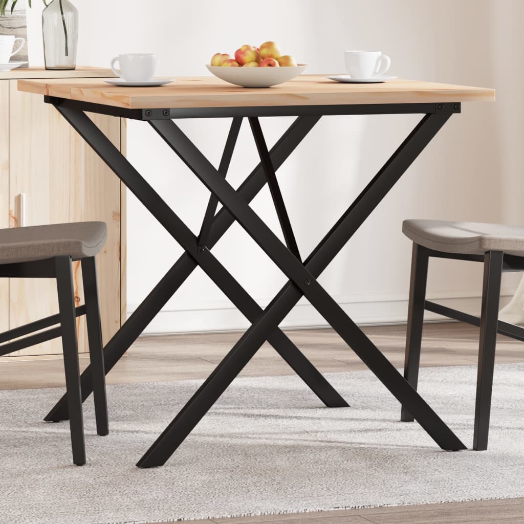 vidaXL Masă bucătărie, cadru X, 90x90x75,5 cm lemn masiv pin și Oţel vidaXL Masă bucătărie, cadru X, 90x90x75,5 cm lemn masiv pin și Oţel