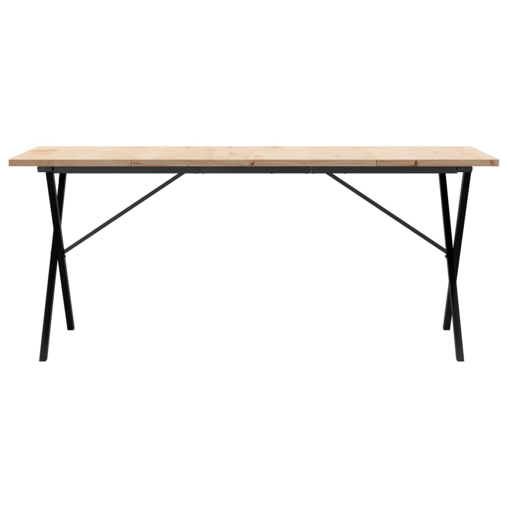 vidaXL Masă bucătărie, cadru X, 180x90x75,5 cm lemn masiv pin și Oţel vidaXL Masă bucătărie, cadru X, 180x90x75,5 cm lemn masiv pin și Oţel