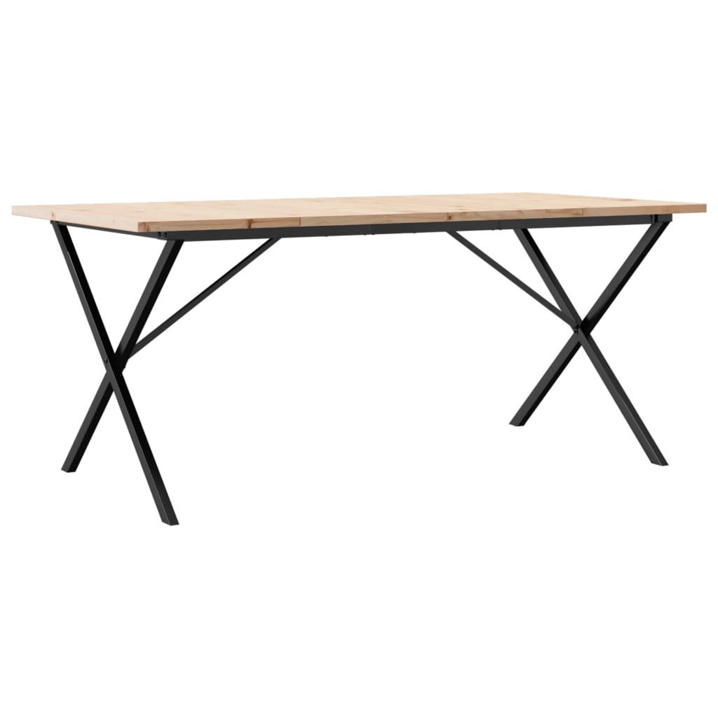 vidaXL Masă bucătărie, cadru X, 180x90x75,5 cm lemn masiv pin și Oţel vidaXL Masă bucătărie, cadru X, 180x90x75,5 cm lemn masiv pin și Oţel