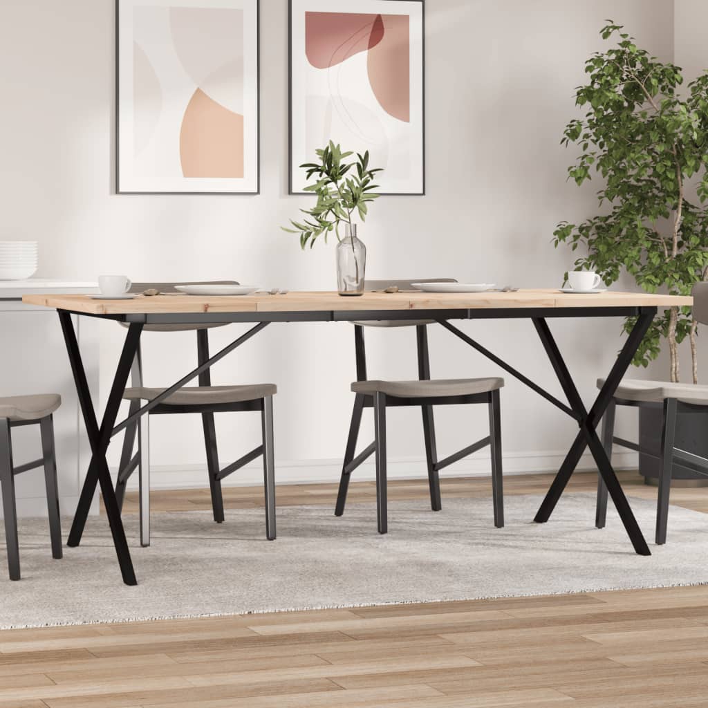 vidaXL Masă bucătărie, cadru X, 180x90x75,5 cm lemn masiv pin și Oţel vidaXL Masă bucătărie, cadru X, 180x90x75,5 cm lemn masiv pin și Oţel