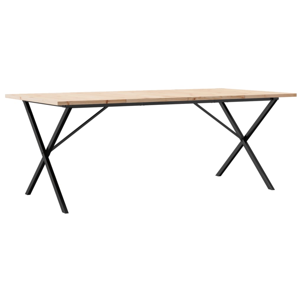 vidaXL Masă bucătărie, cadru X, 200x100x75,5cm lemn masiv pin și Oţel vidaXL Masă bucătărie, cadru X, 200x100x75,5cm lemn masiv pin și Oţel