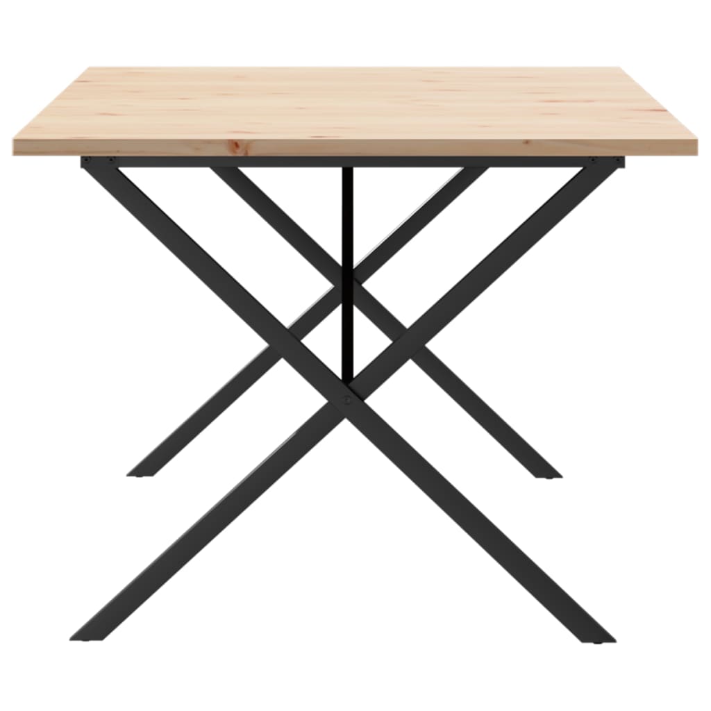 vidaXL Masă bucătărie, cadru X, 200x100x75,5cm lemn masiv pin și Oţel vidaXL Masă bucătărie, cadru X, 200x100x75,5cm lemn masiv pin și Oţel