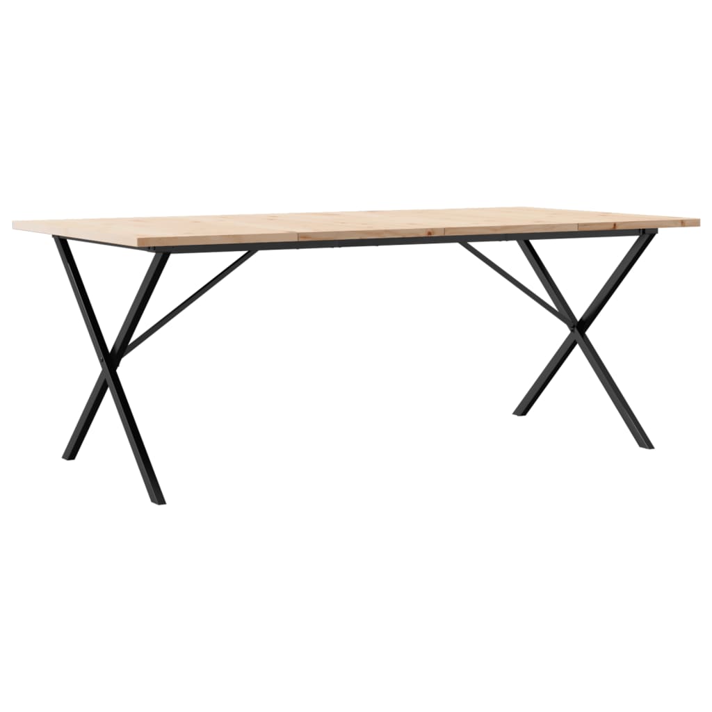 vidaXL Masă bucătărie, cadru X, 200x100x75,5cm lemn masiv pin și Oţel vidaXL Masă bucătărie, cadru X, 200x100x75,5cm lemn masiv pin și Oţel