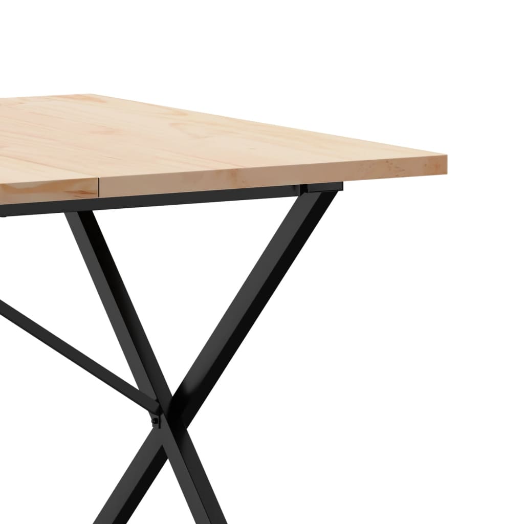 vidaXL Masă bucătărie, cadru X, 200x100x75,5cm lemn masiv pin și Oţel vidaXL Masă bucătărie, cadru X, 200x100x75,5cm lemn masiv pin și Oţel