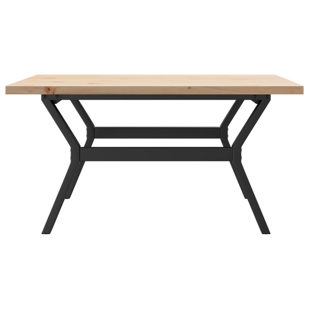 vidaXL Masă de cafea, cadru Y, 90x90x45,5 cm, lemn masiv pin și Oţel