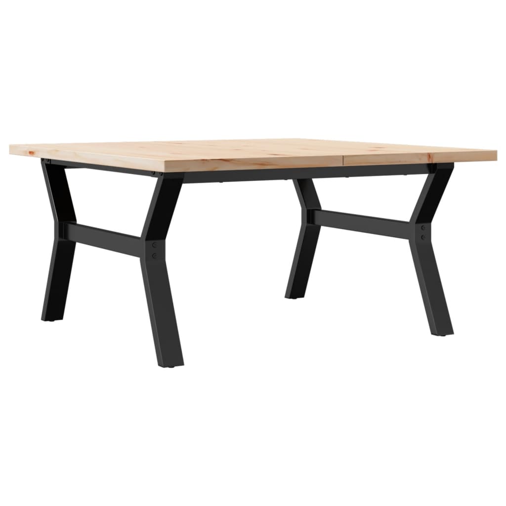 vidaXL Masă de cafea, cadru Y, 90x90x45,5 cm, lemn masiv pin și Oţel