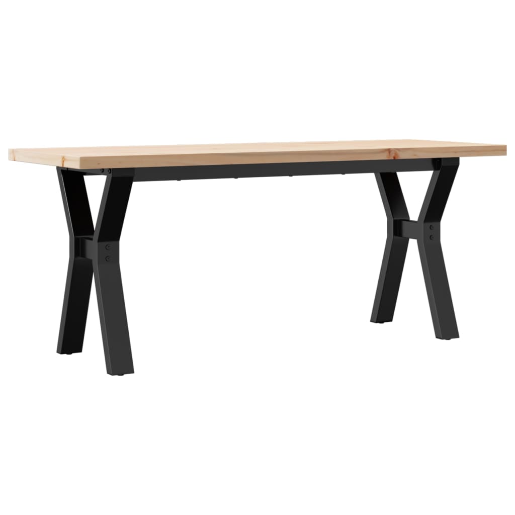 vidaXL Masă de cafea, cadru Y, 110x40x45,5 cm, lemn masiv pin și Oţel vidaXL Masă de cafea, cadru Y, 110x40x45,5 cm, lemn masiv pin și Oţel