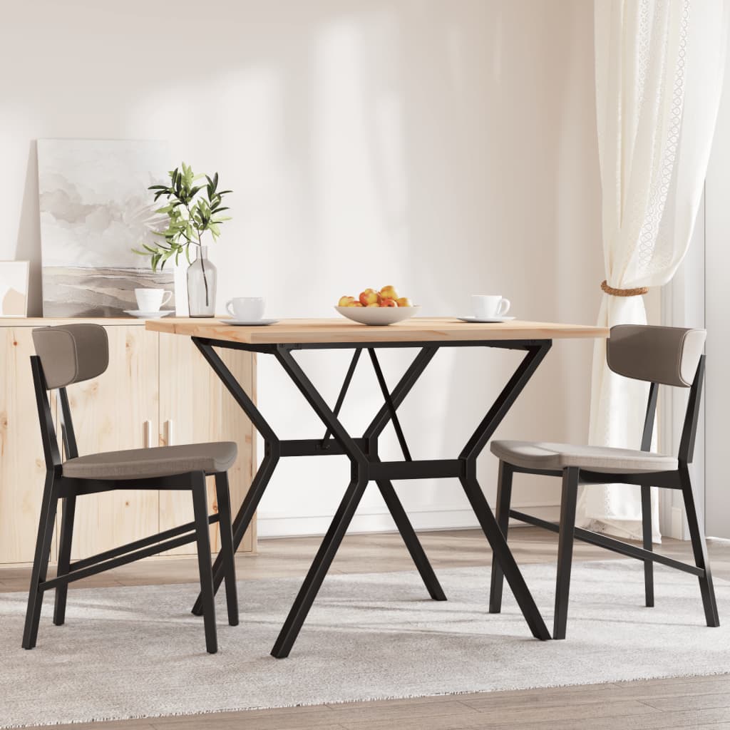 vidaXL Masă bucătărie, cadru Y, 90x90x75,5 cm lemn masiv pin și Oţel