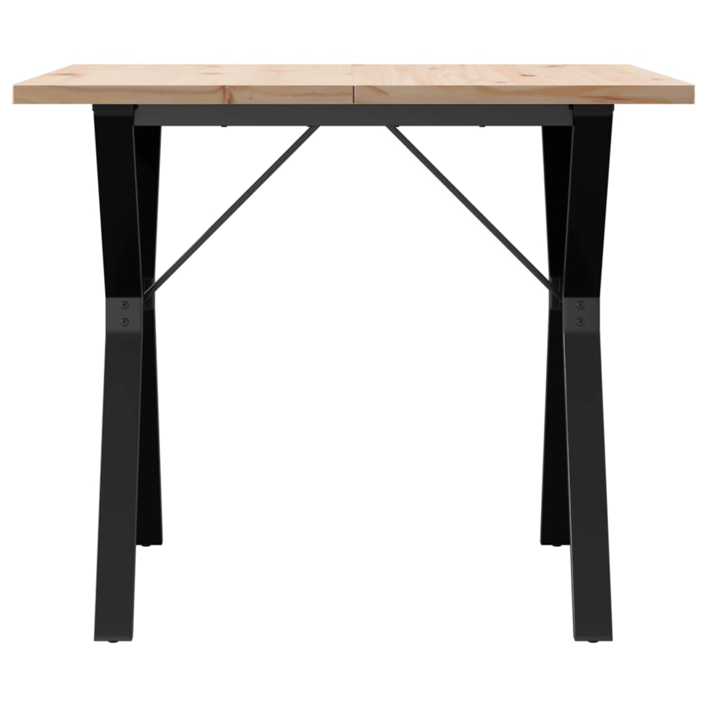 vidaXL Masă bucătărie, cadru Y, 90x90x75,5 cm lemn masiv pin și Oţel