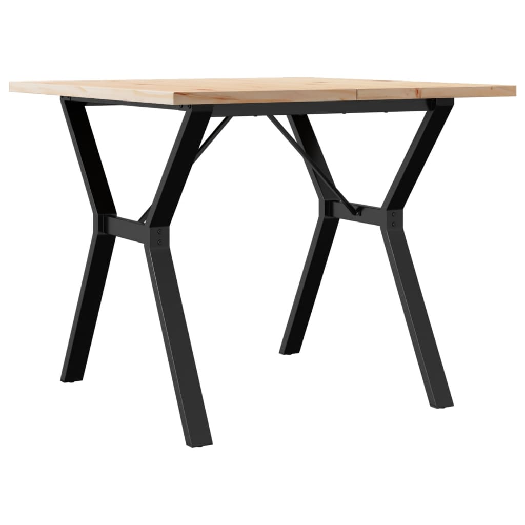 vidaXL Masă bucătărie, cadru Y, 90x90x75,5 cm lemn masiv pin și Oţel