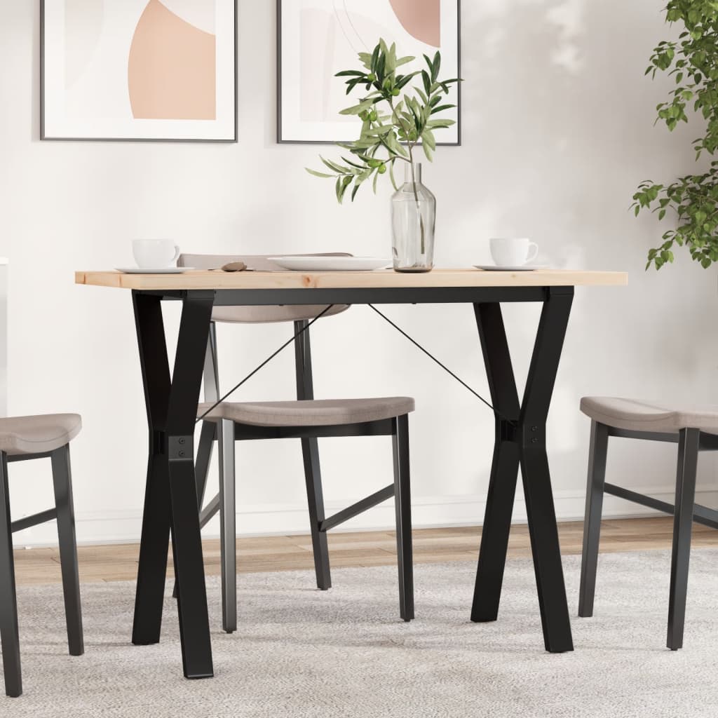 vidaXL Masă bucătărie, cadru Y, 100x50x75,5 cm lemn masiv pin și Oţel vidaXL Masă bucătărie, cadru Y, 100x50x75,5 cm lemn masiv pin și Oţel