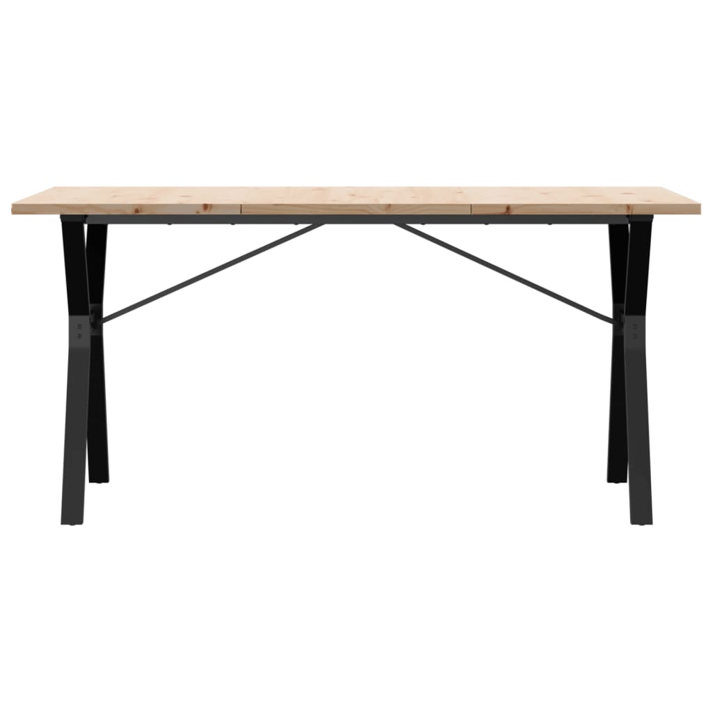 vidaXL Masă bucătărie, cadru Y, 140x80x75,5 cm lemn masiv pin și Oţel