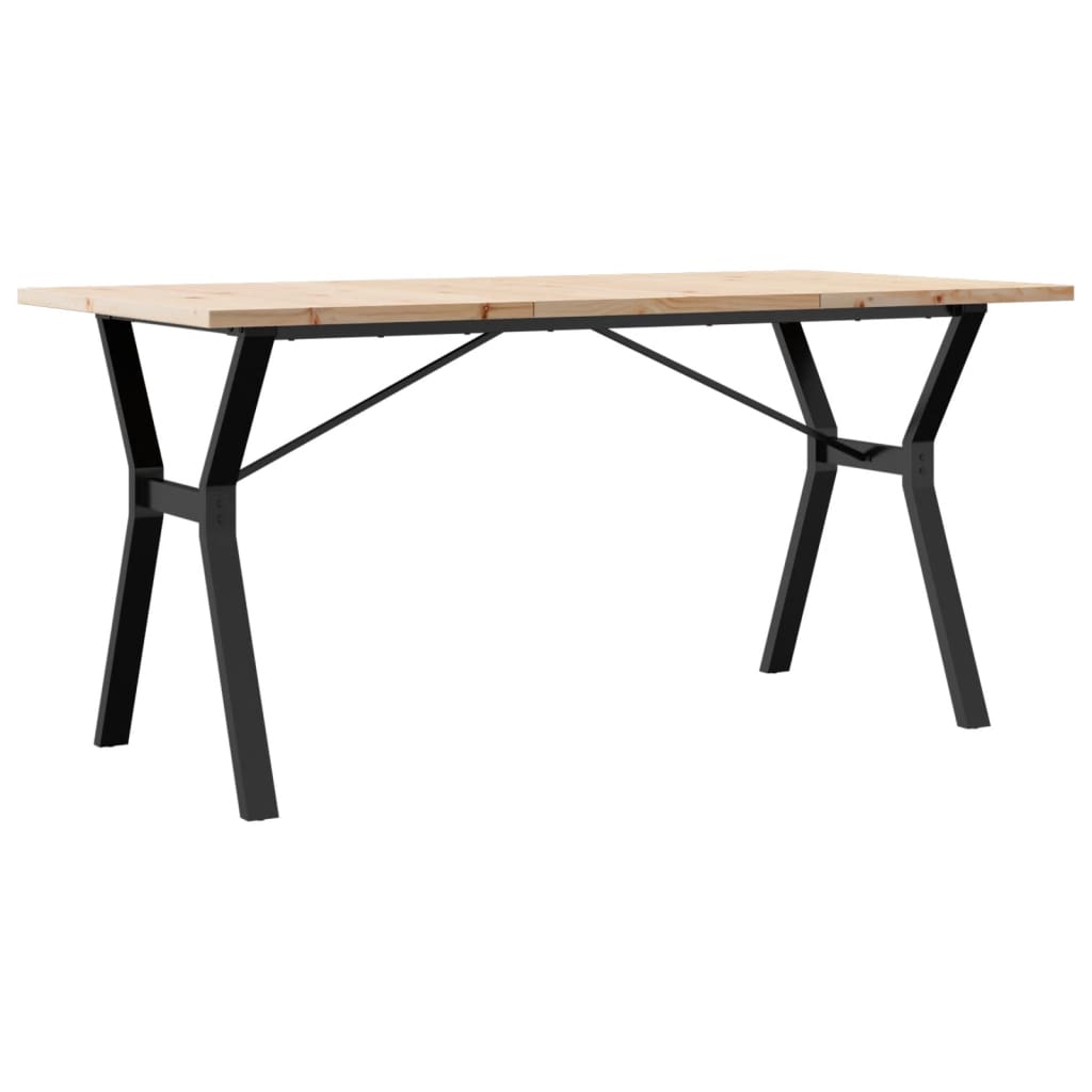 vidaXL Masă bucătărie, cadru Y, 140x80x75,5 cm lemn masiv pin și Oţel