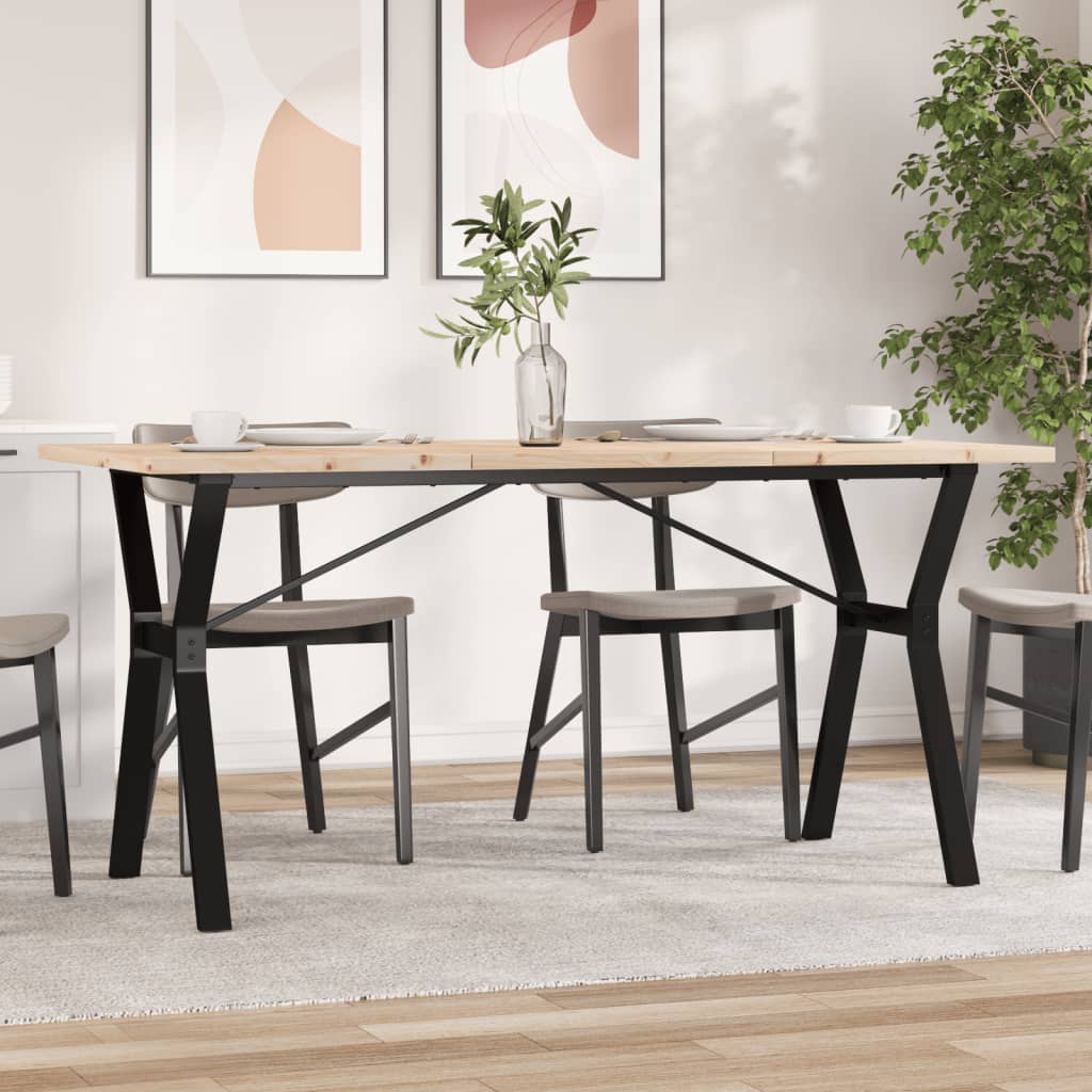 vidaXL Masă bucătărie, cadru Y, 160x80x75,5 cm lemn masiv pin și Oţel vidaXL Masă bucătărie, cadru Y, 160x80x75,5 cm lemn masiv pin și Oţel