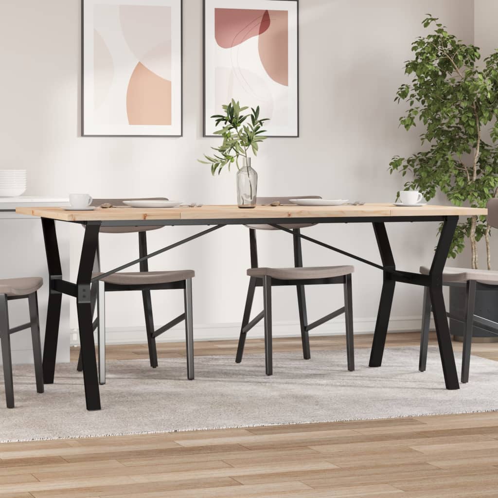 vidaXL Masă bucătărie, cadru Y, 180x90x75,5 cm lemn masiv pin și Oţel vidaXL Masă bucătărie, cadru Y, 180x90x75,5 cm lemn masiv pin și Oţel