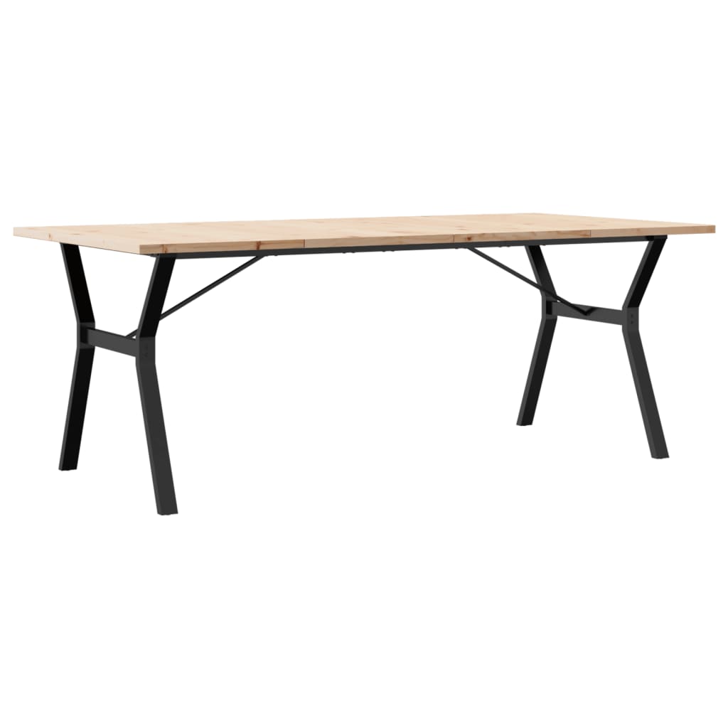 vidaXL Masă bucătărie, cadru Y, 200x100x75,5cm lemn masiv pin și Oţel