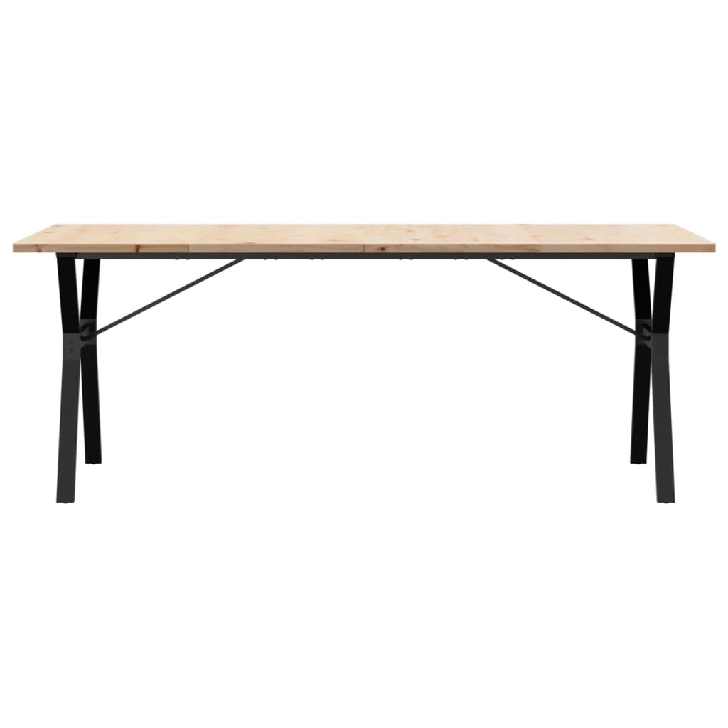 vidaXL Masă bucătărie, cadru Y, 200x100x75,5cm lemn masiv pin și Oţel