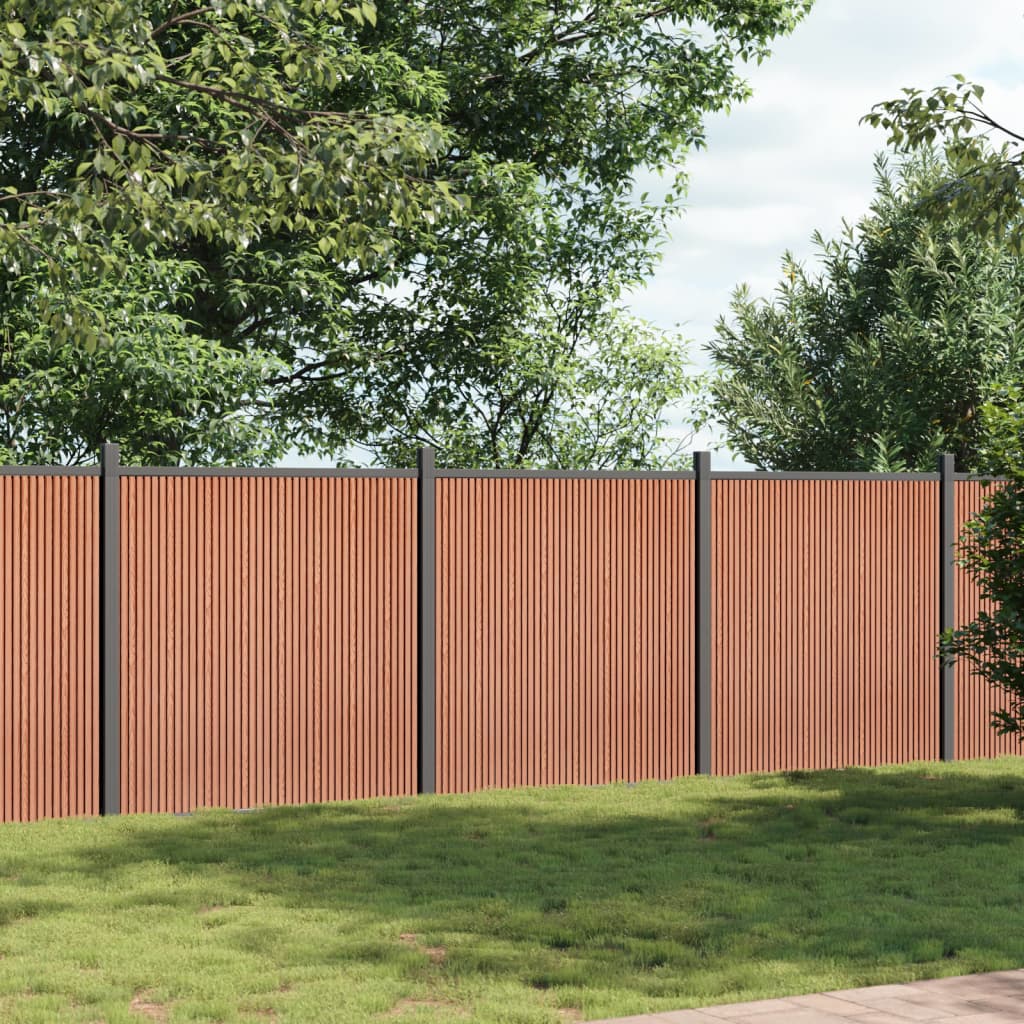 vidaXL Panouri pentru gard, maro, 526x186 cm, WPC vidaXL Panouri pentru gard, maro, 526x186 cm, WPC