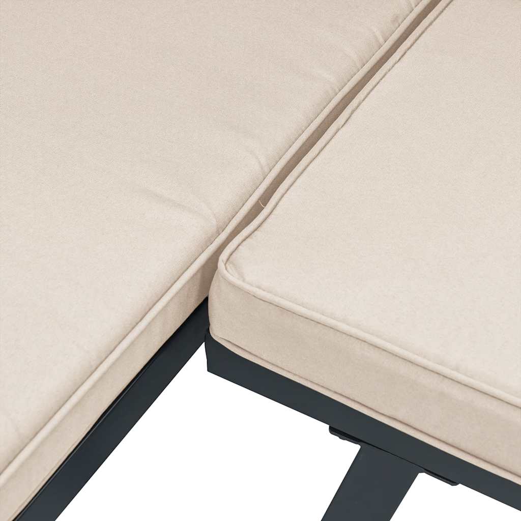 vidaXL Bănci grădină cu perne, 3 buc., negru oțel vopsit electrostatic