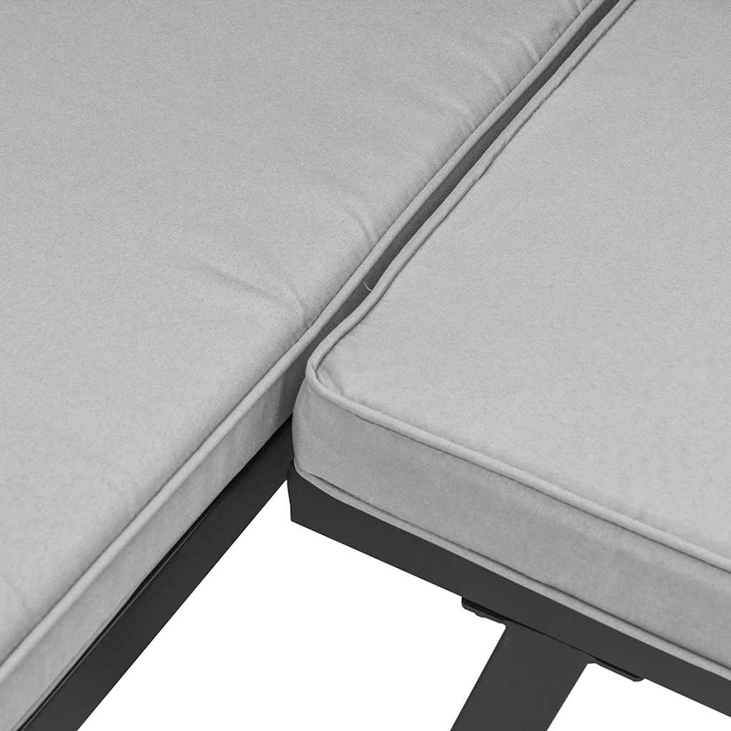 vidaXL Bănci grădină cu perne, 3 buc., negru oțel vopsit electrostatic