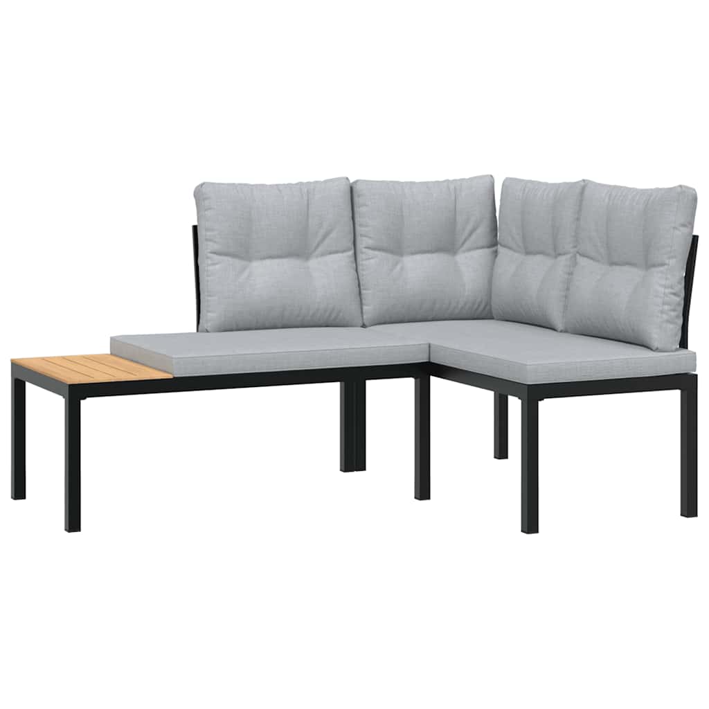 vidaXL Set canapea de grădină, 5 piese, cu perne, negru, oțel vopsit