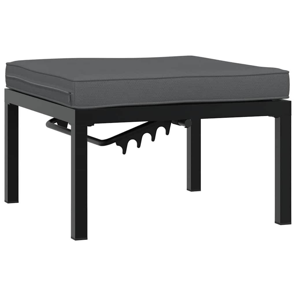vidaXL Set canapea de grădină, 3 piese, cu perne, negru, aluminiu