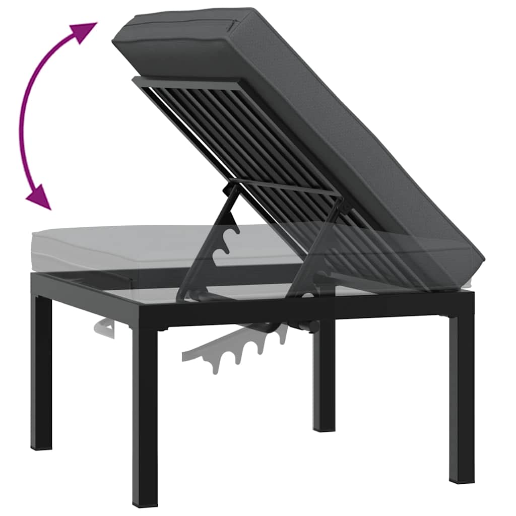 vidaXL Set canapea de grădină, 3 piese, cu perne, negru, aluminiu