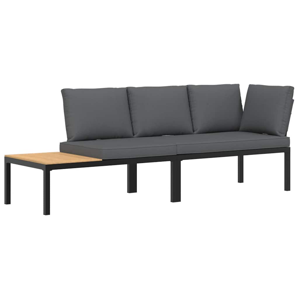 vidaXL Set canapea de grădină, 2 piese, cu perne, negru, aluminiu