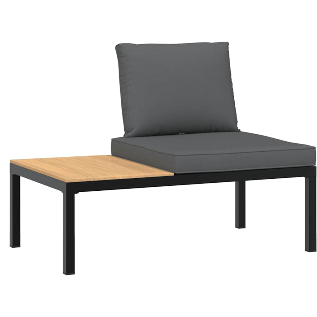 vidaXL Set canapea de grădină, 2 piese, cu perne, negru, aluminiu