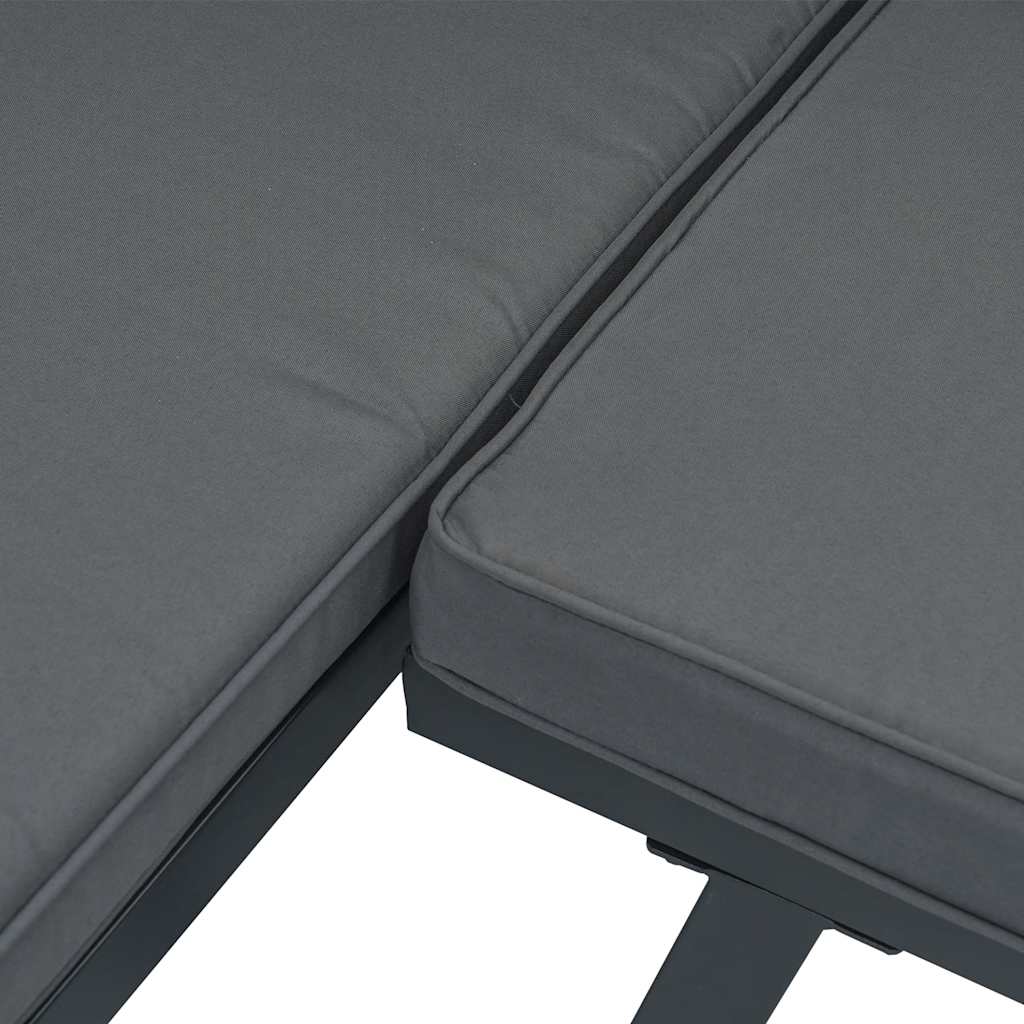 vidaXL Set canapea de grădină, 2 piese, cu perne, negru, aluminiu