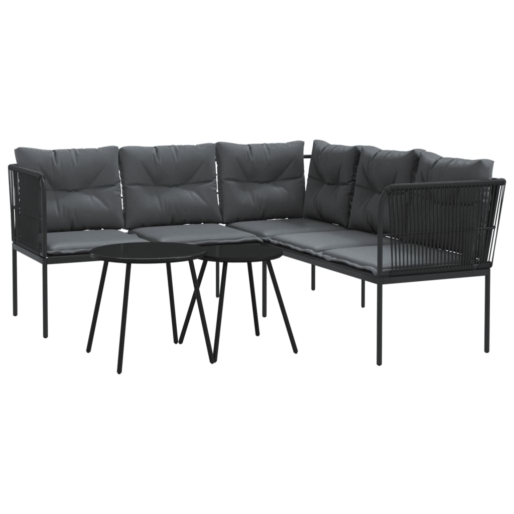 vidaXL Set canapea de grădină cu perne, negru, oțel și textilenă vidaXL Set canapea de grădină cu perne, negru, oțel și textilenă