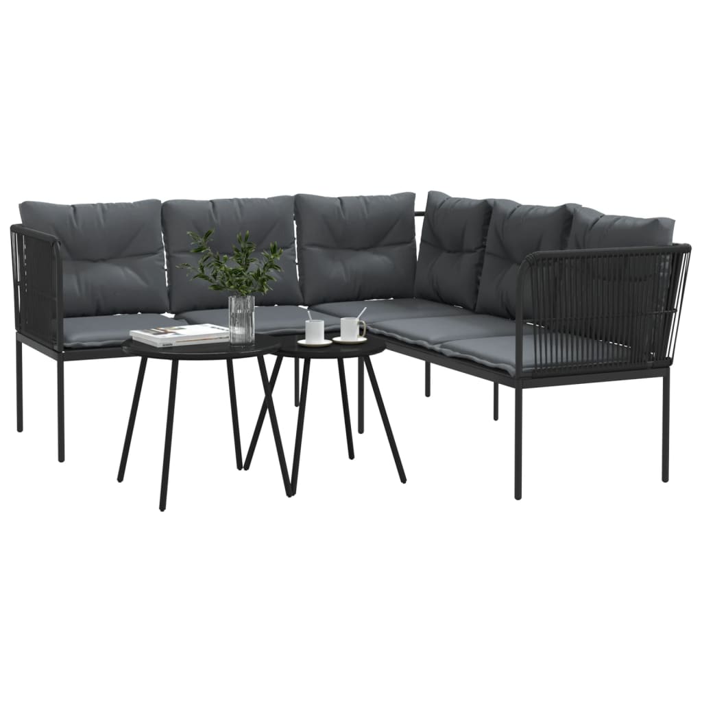 vidaXL Set canapea de grădină cu perne, negru, oțel și textilenă vidaXL Set canapea de grădină cu perne, negru, oțel și textilenă