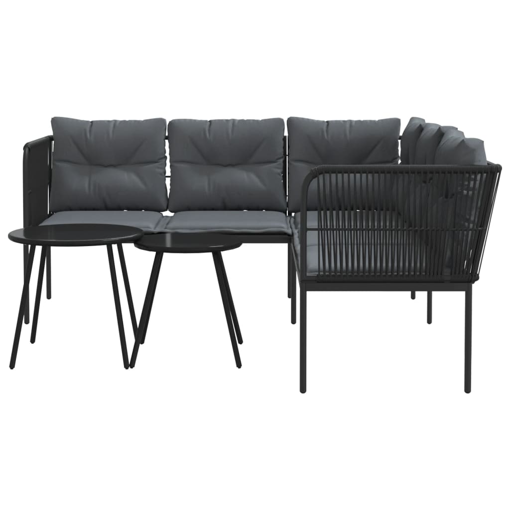 vidaXL Set canapea de grădină cu perne, negru, oțel și textilenă vidaXL Set canapea de grădină cu perne, negru, oțel și textilenă