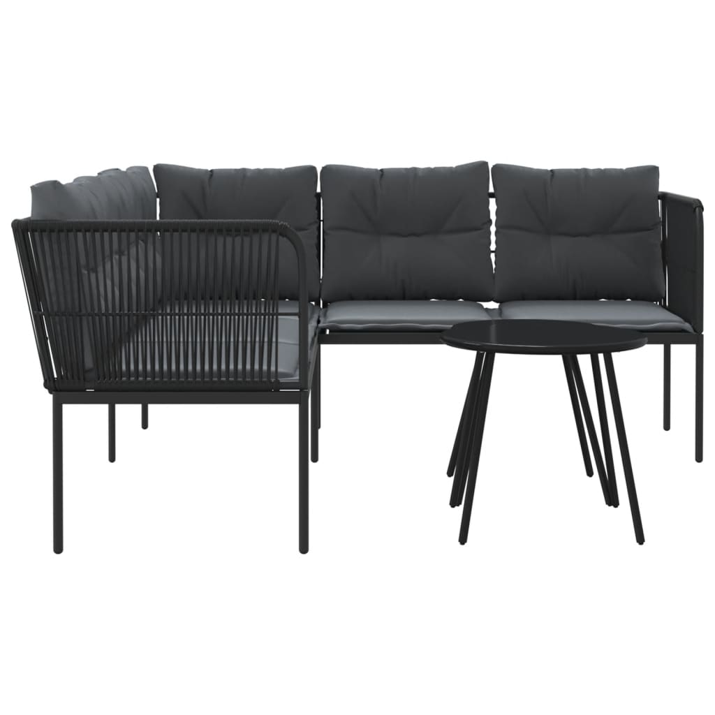 vidaXL Set canapea de grădină cu perne, negru, oțel și textilenă vidaXL Set canapea de grădină cu perne, negru, oțel și textilenă