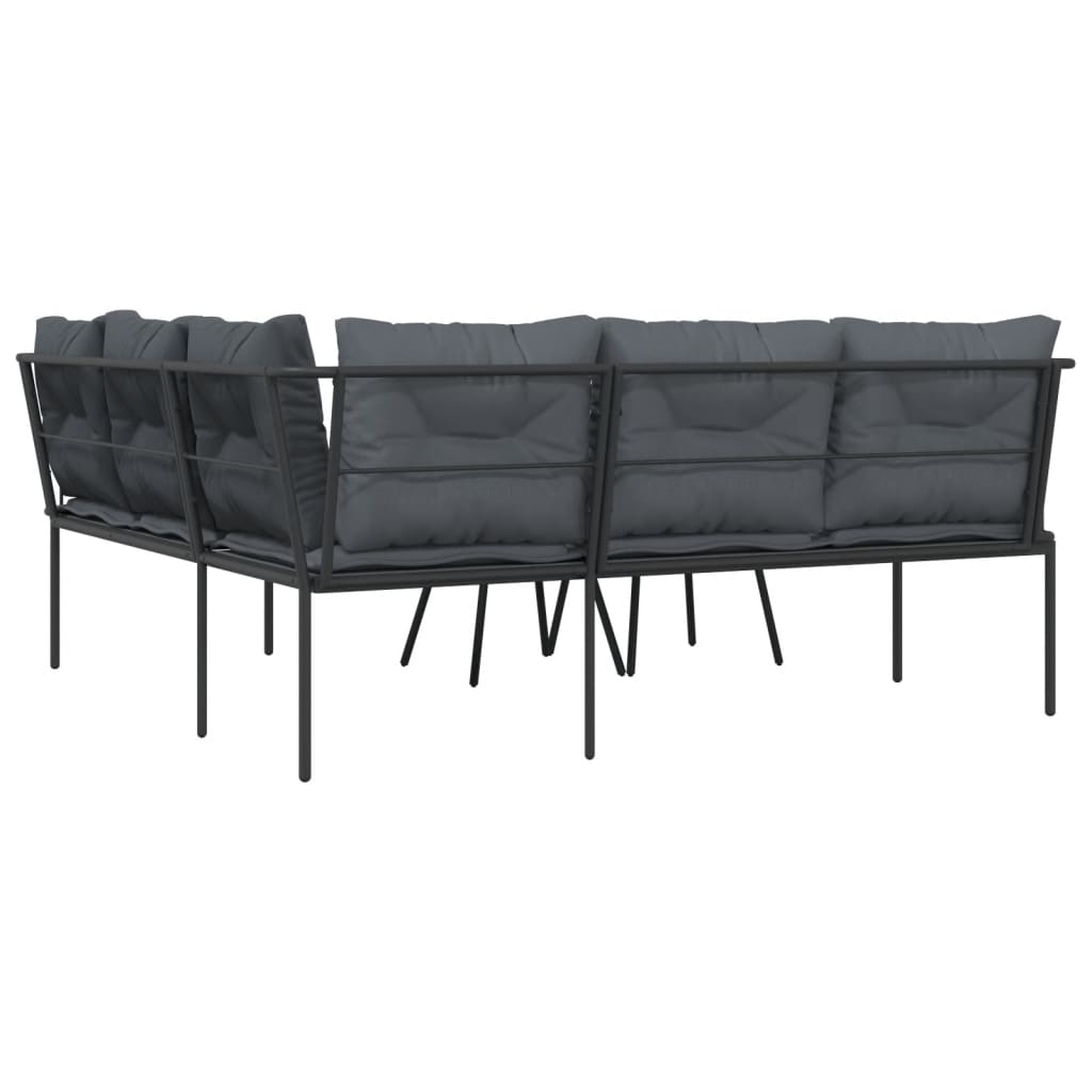 vidaXL Set canapea de grădină cu perne, negru, oțel și textilenă vidaXL Set canapea de grădină cu perne, negru, oțel și textilenă