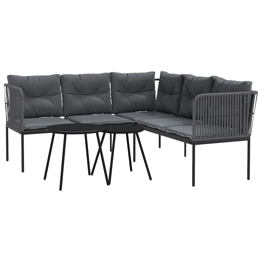 vidaXL Set canapea de grădină cu perne, negru, oțel și textilenă vidaXL Set canapea de grădină cu perne, negru, oțel și textilenă