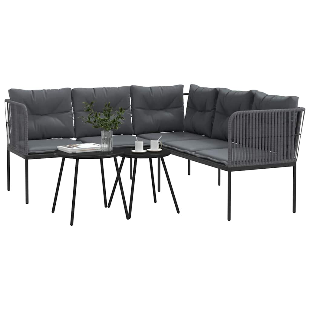 vidaXL Set canapea de grădină cu perne, negru, oțel și textilenă vidaXL Set canapea de grădină cu perne, negru, oțel și textilenă